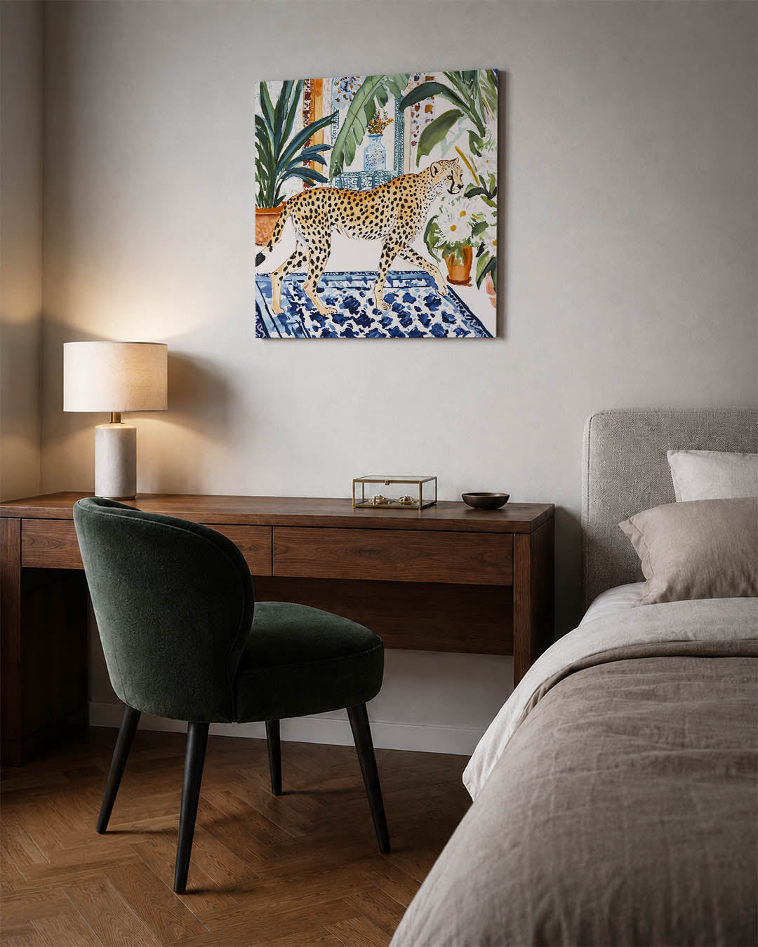 Luipaard in interieur Kunstwerk