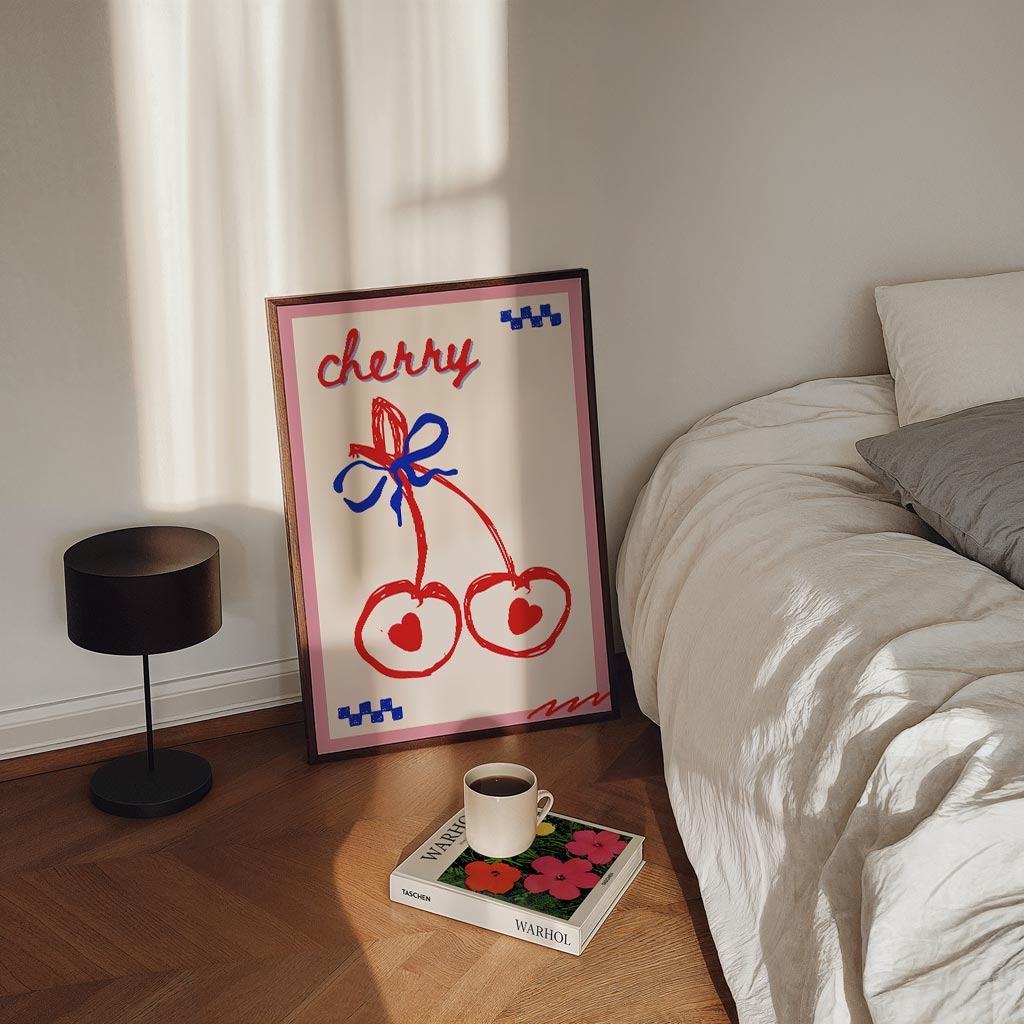 Vrolijke Kersen Illustratie Poster-WallArtistic