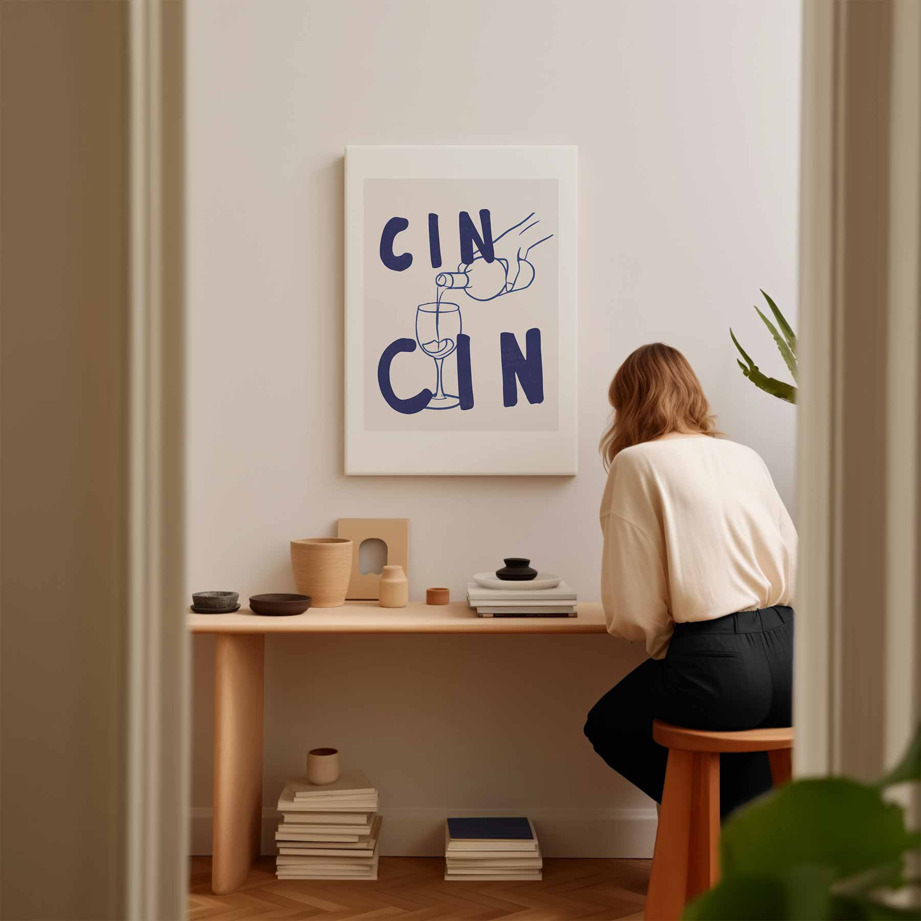 Cin Cin Cheers Illustratie Kunstwerk-canvas-dibond-plexiglas-wanddecoratie-WallArtistic