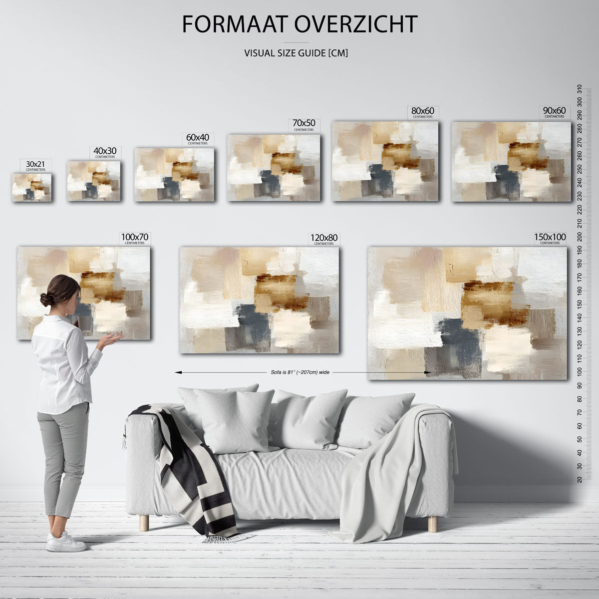 Abstracte beige en grijze vlakken Poster