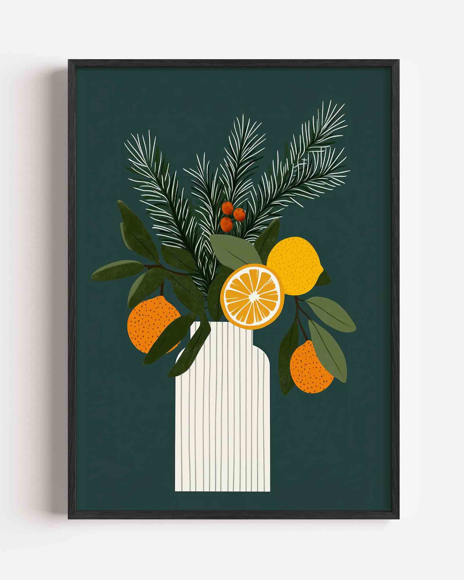 Citrus en dennentakken Poster