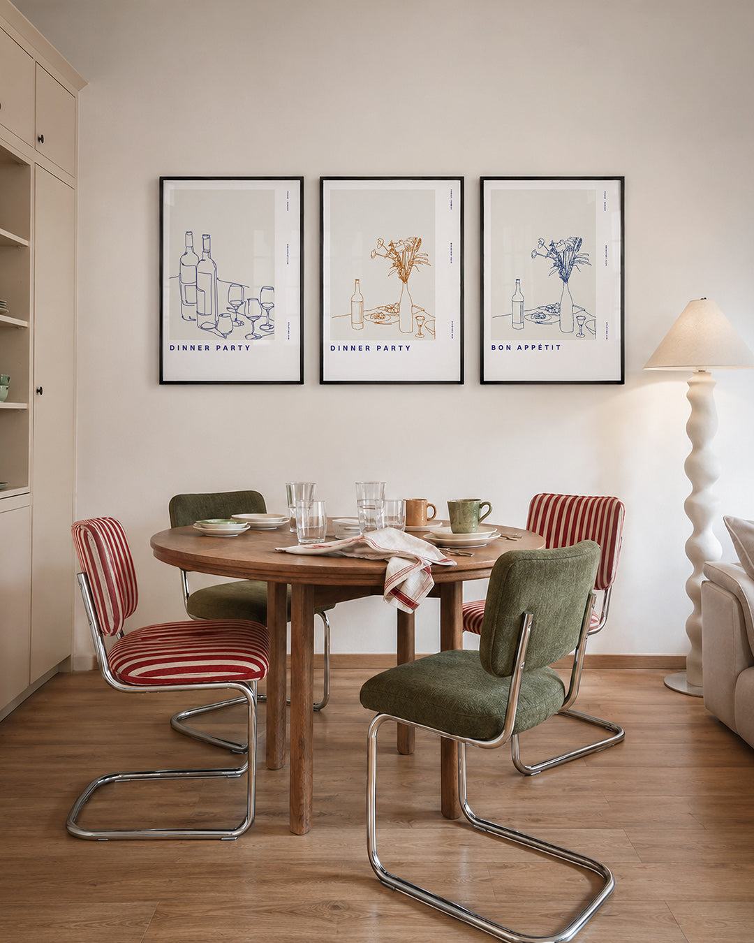 Lijnenspel en glas Posterset