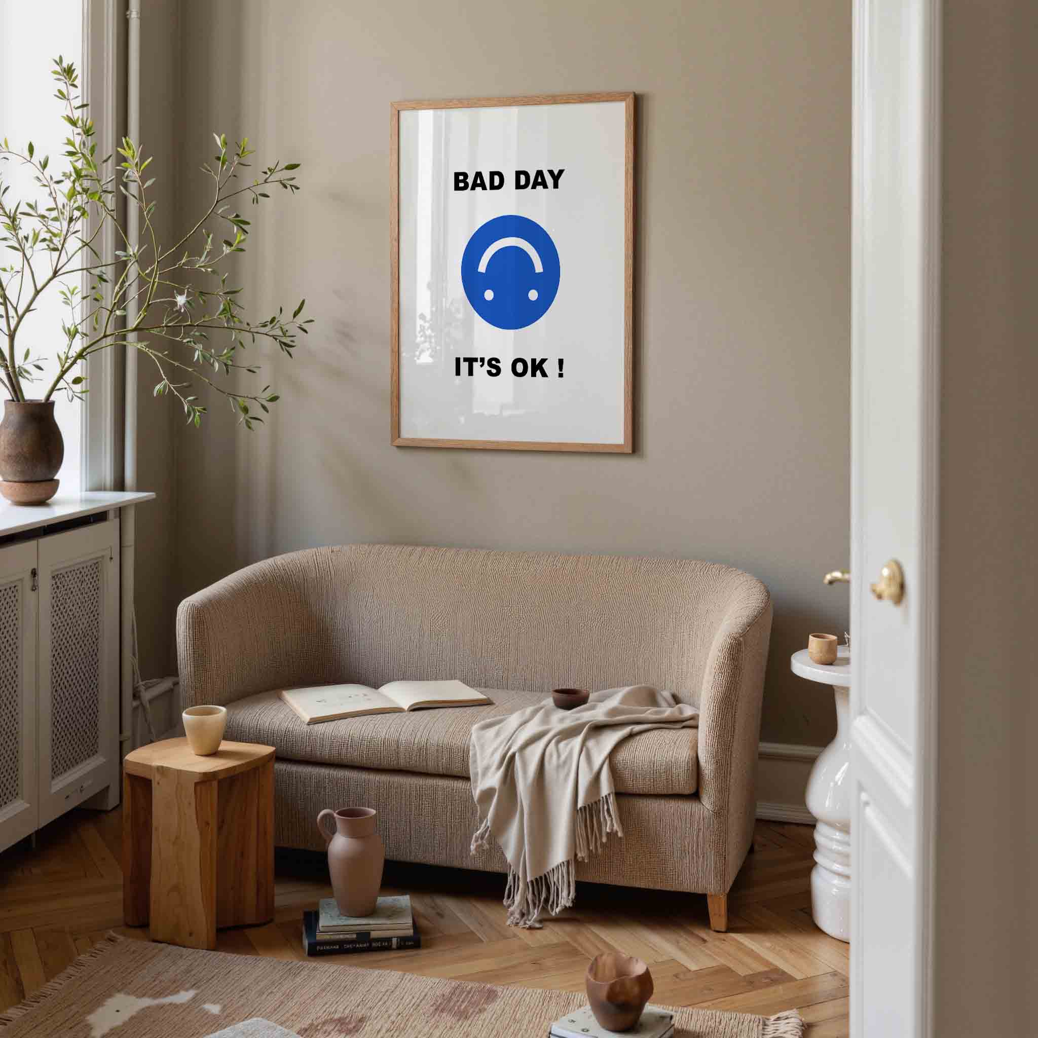 Blauwe smiley Poster