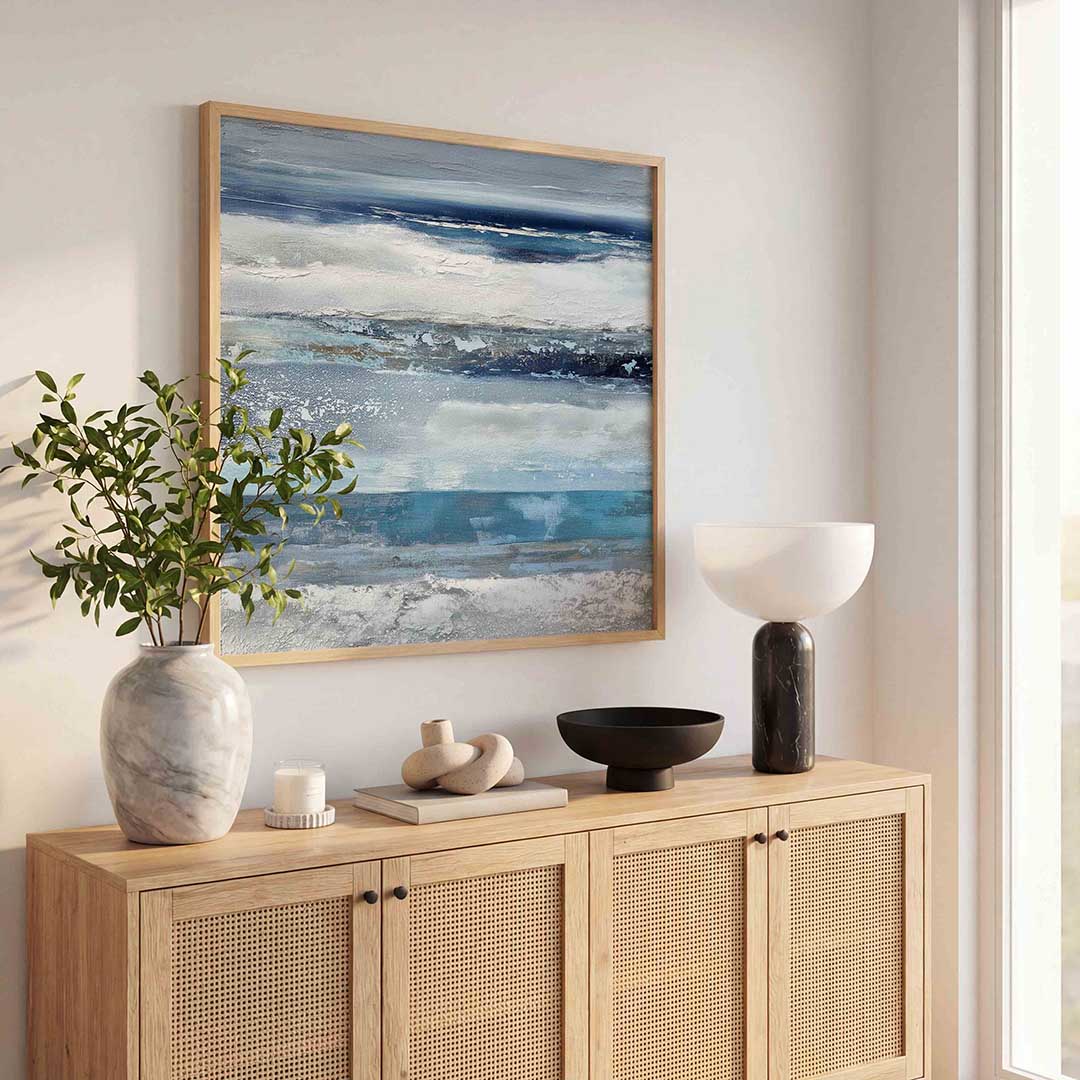 Abstracte blauwe strepen Poster
