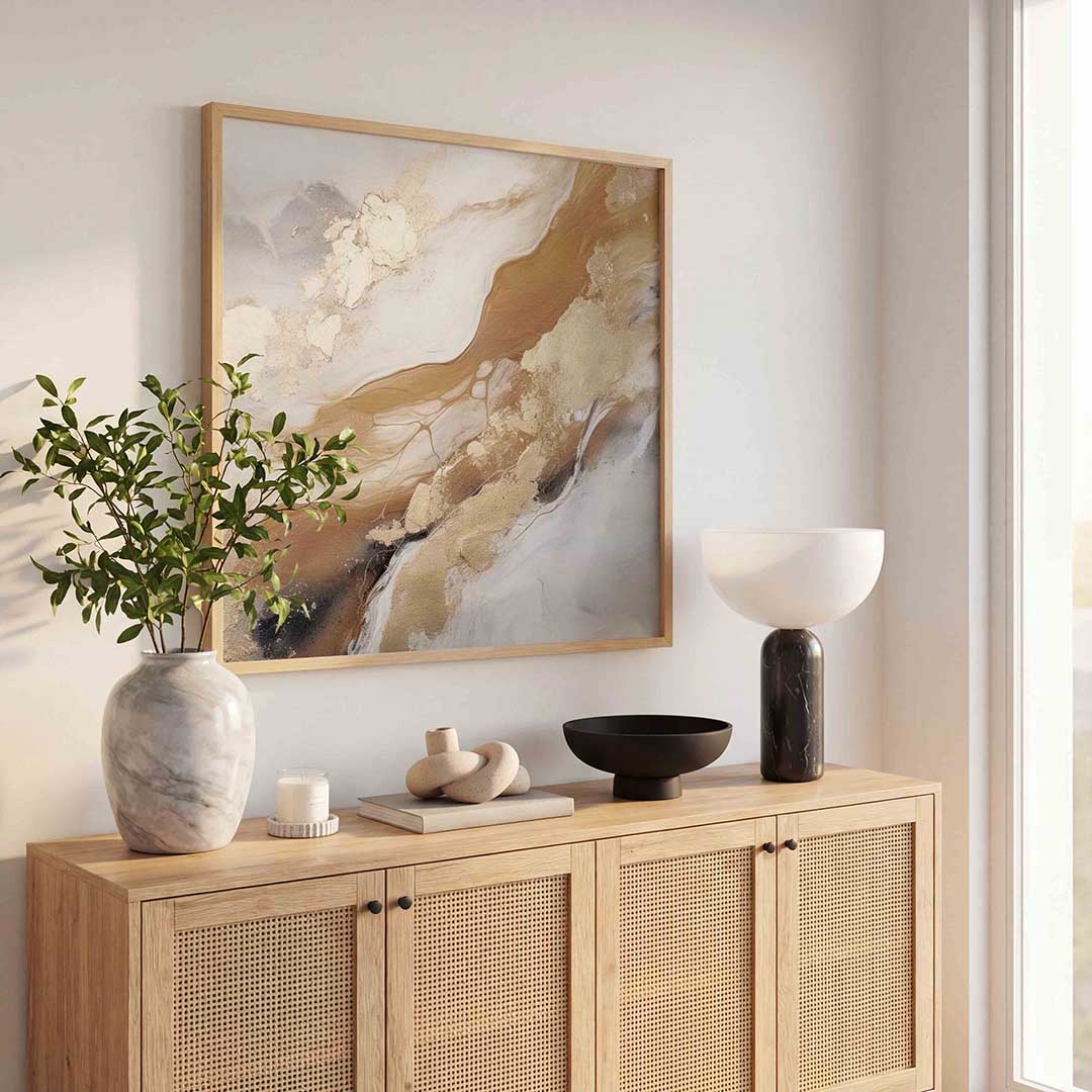 Abstracte beige en goud Poster