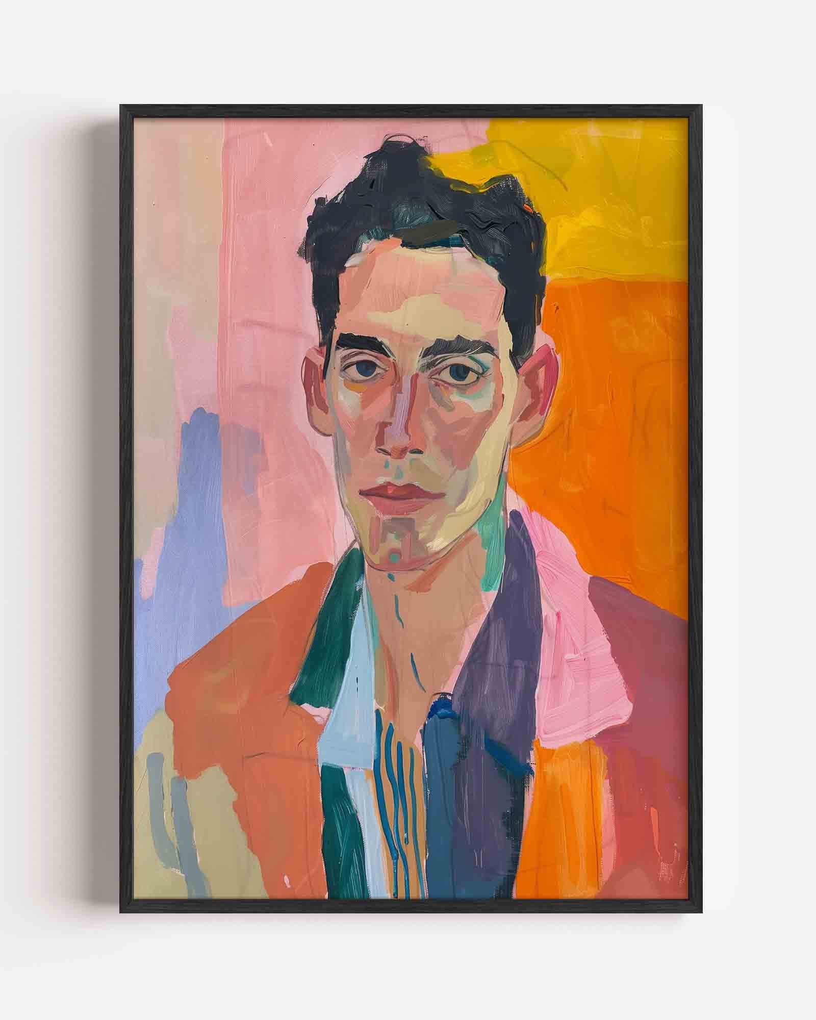 Portret met kleurrijke achtergrond Poster