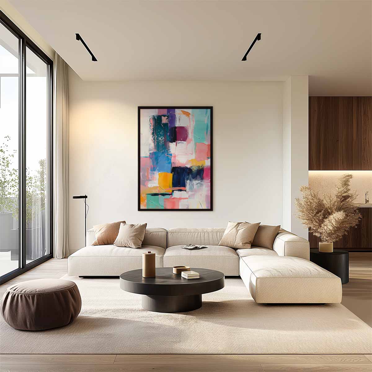 Kleurrijke Abstractie in Beweging Kunstwerk-canvas-dibond-plexiglas-wanddecoratie-WallArtistic
