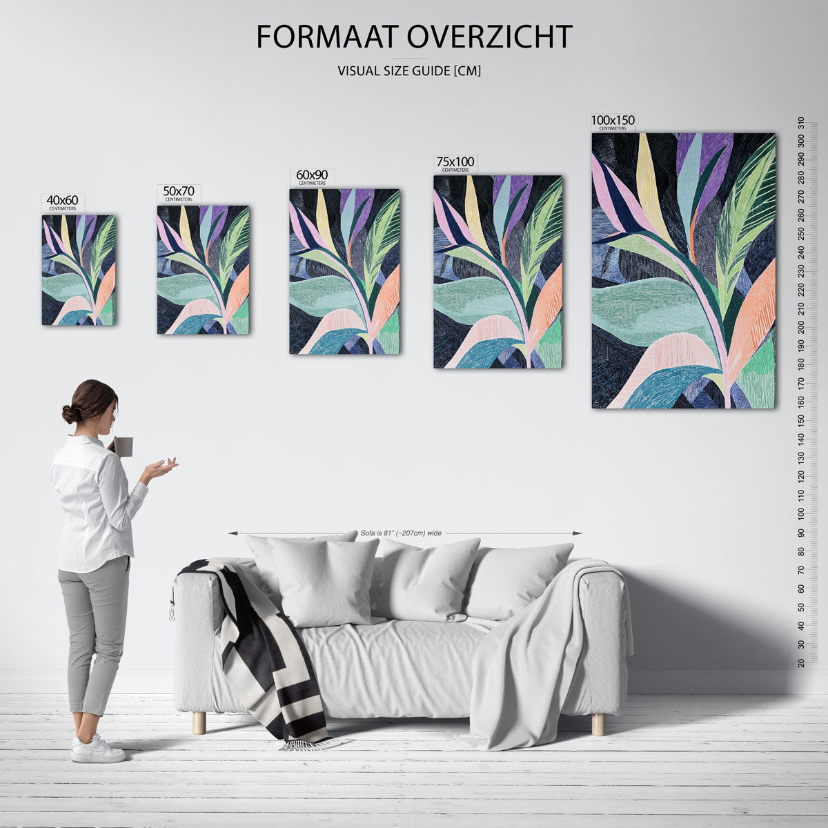 Kleurrijke bladvormen Kunstwerk
