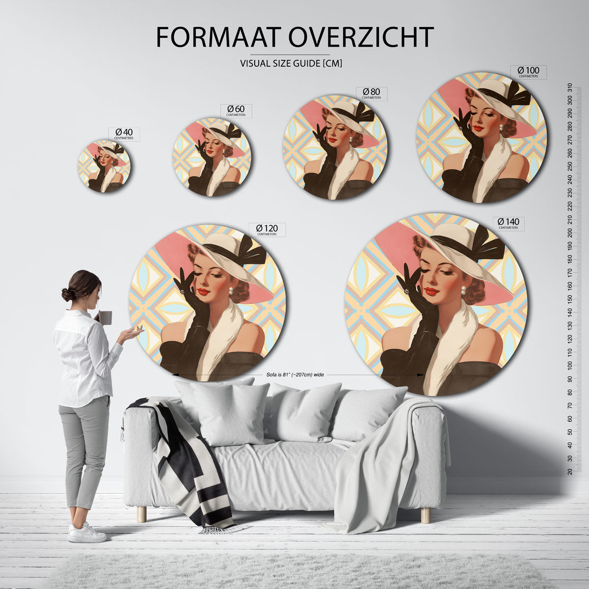 Vrouw met hoed Muurcirkel