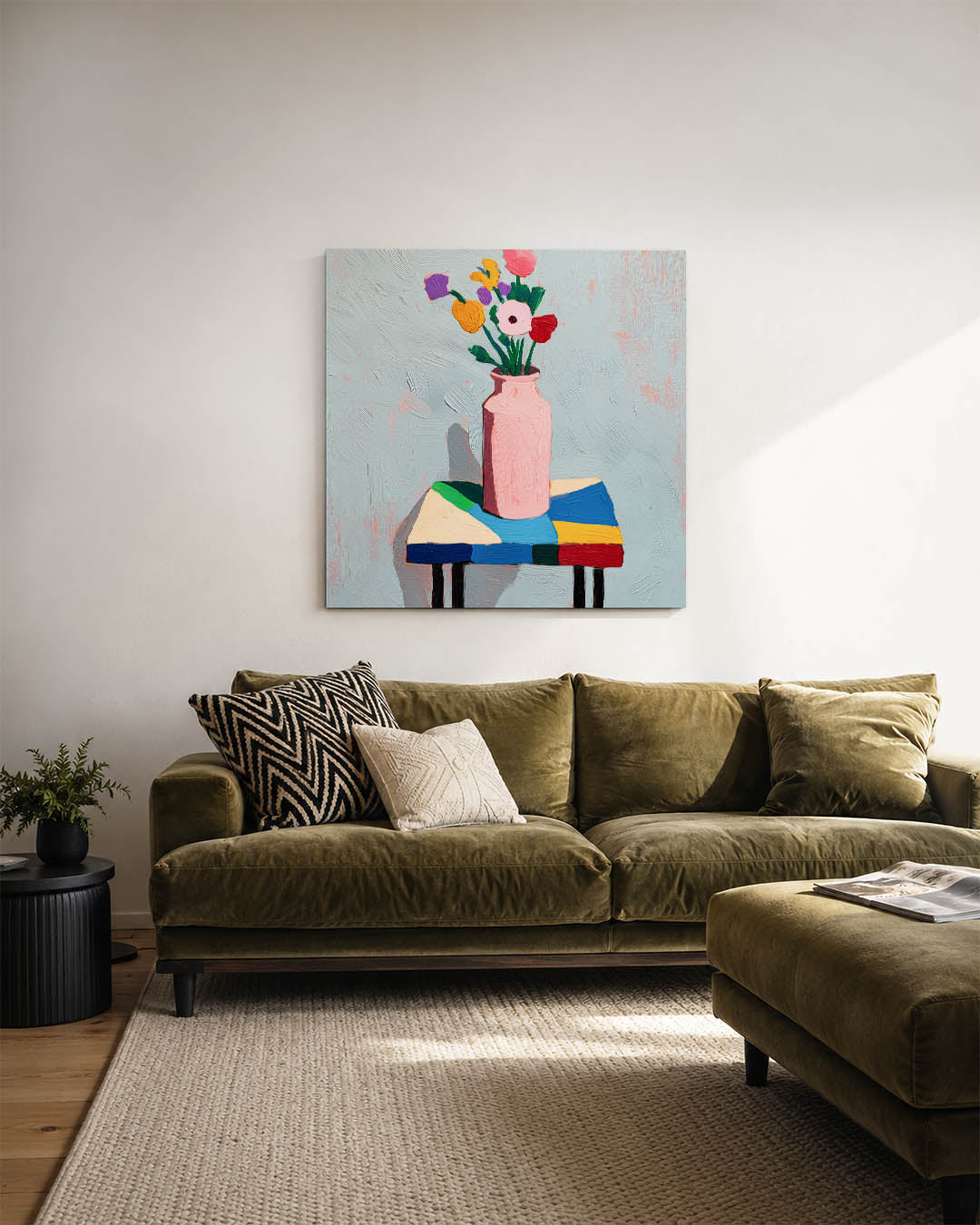 Kleurrijke bloemenvaas Kunstwerk