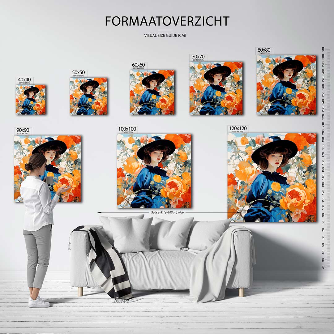 Vrouw met bloemen Kunstwerk