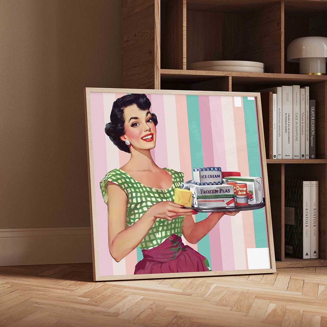Vrouw met dienblad Poster