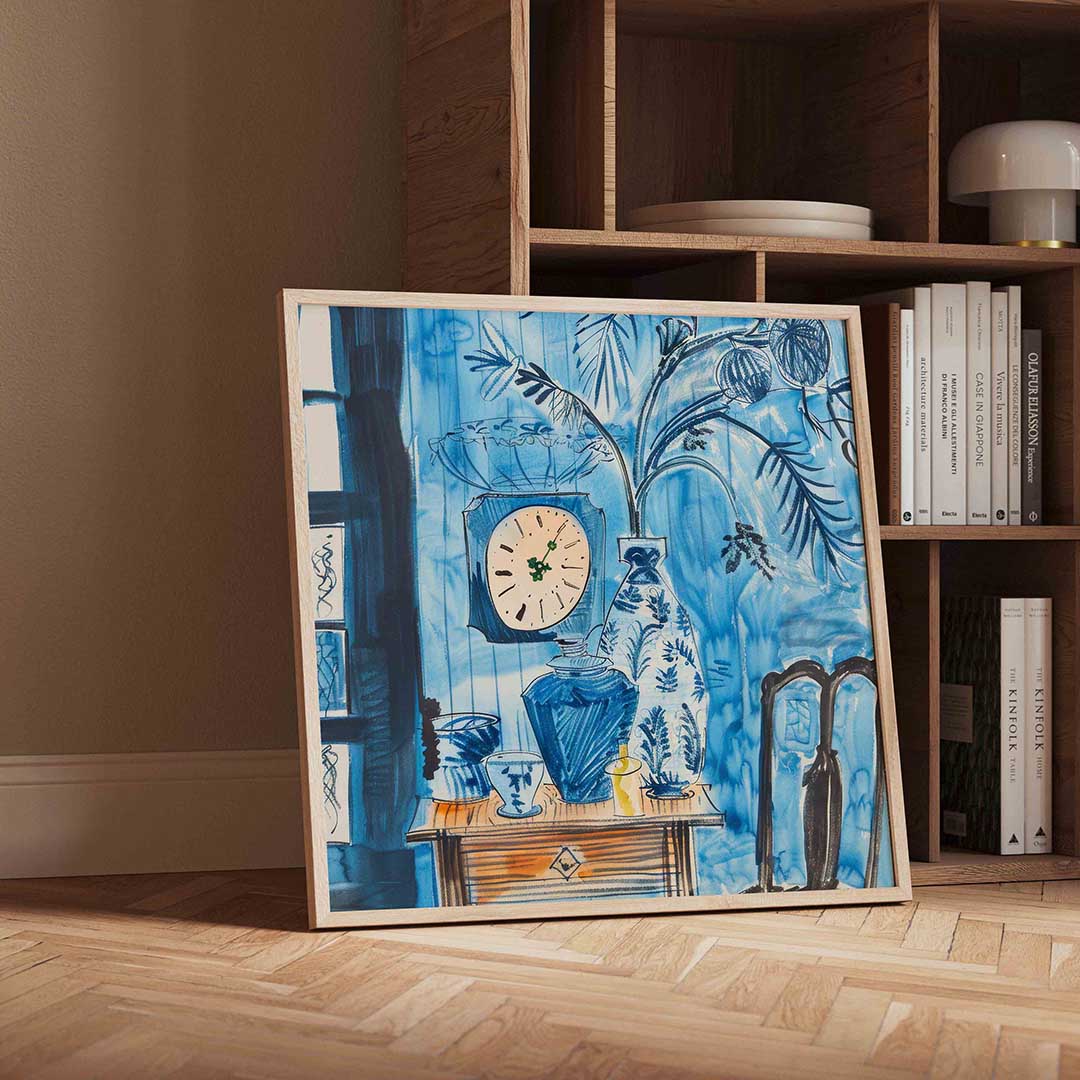 Blauwe interieur Poster