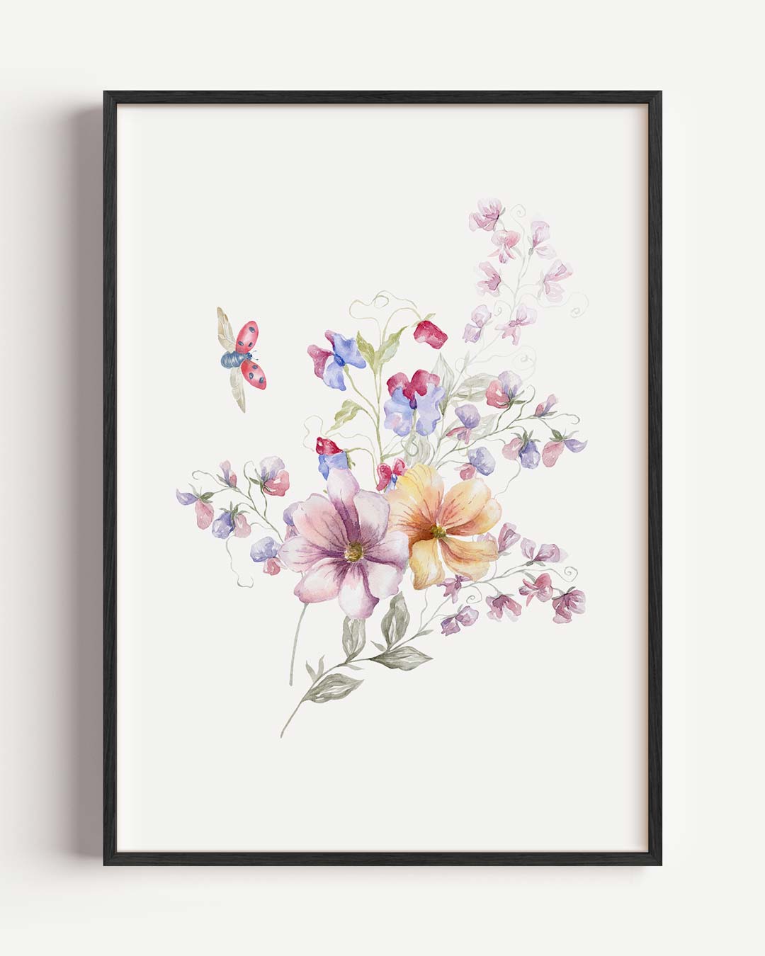 Romantische Bloemen Aquarel Poster-WallArtistic