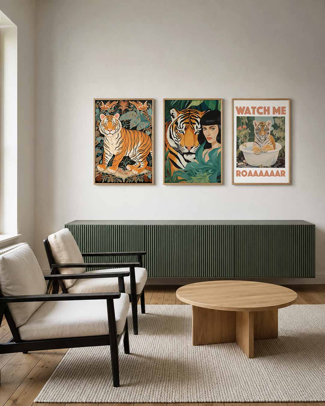 Tijger en bladeren Posterset
