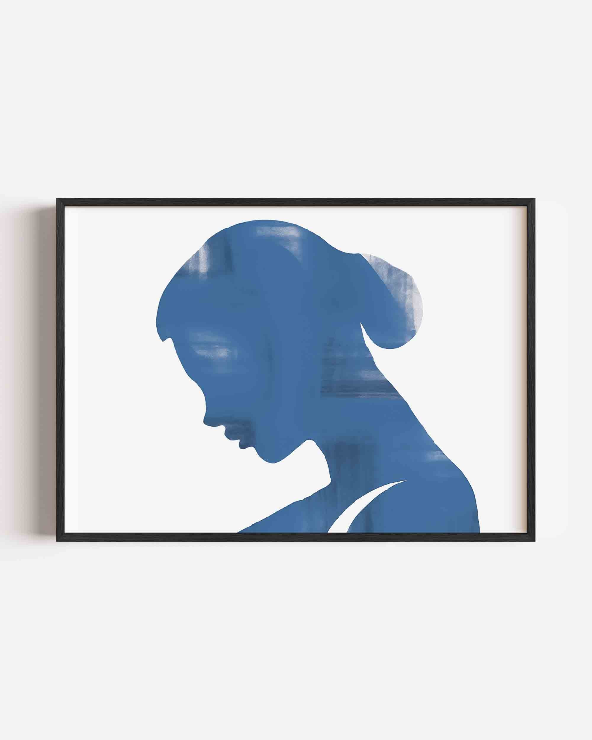 Blauw silhouet Poster