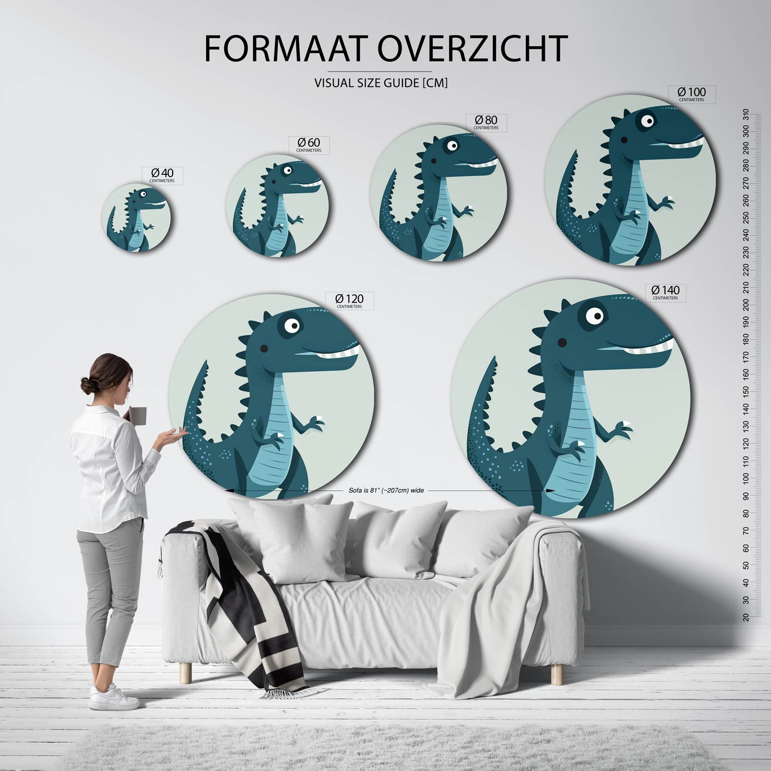 Dinosaurus illustratie Muurcirkel