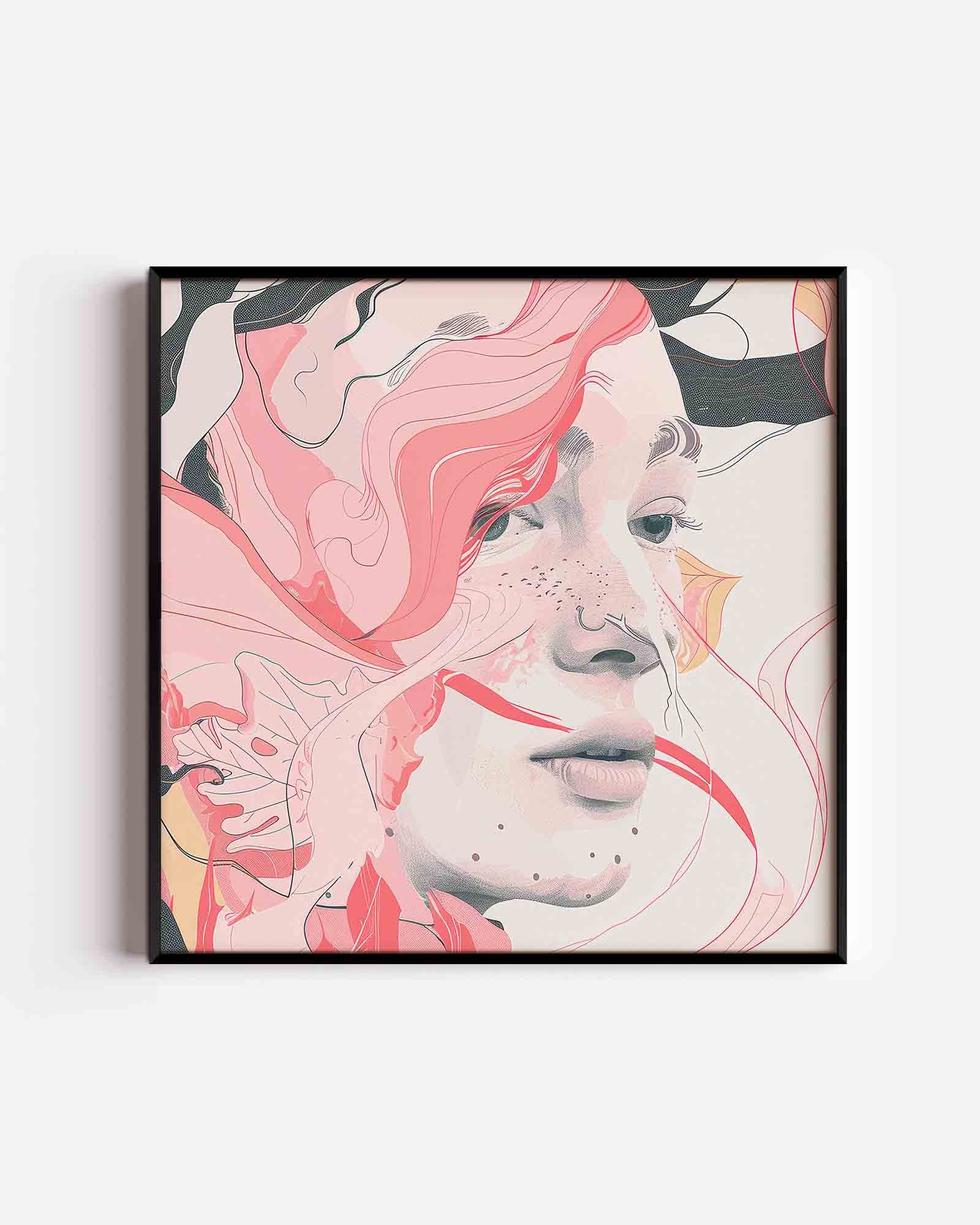 Abstracte roze gezicht Poster