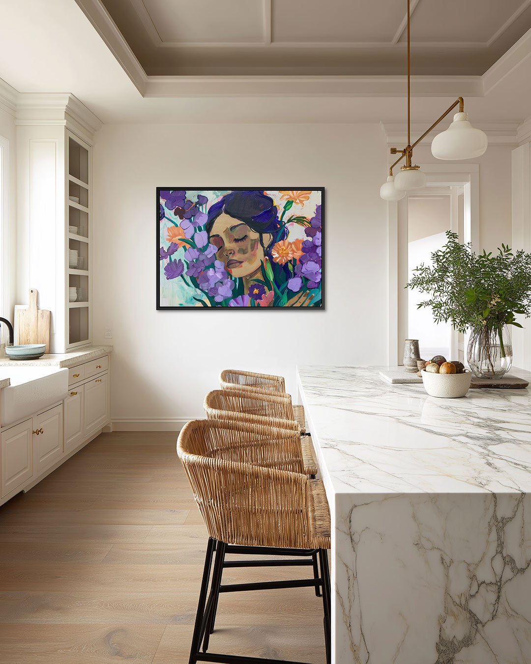 Dromerige bloemenportret Kunstwerk