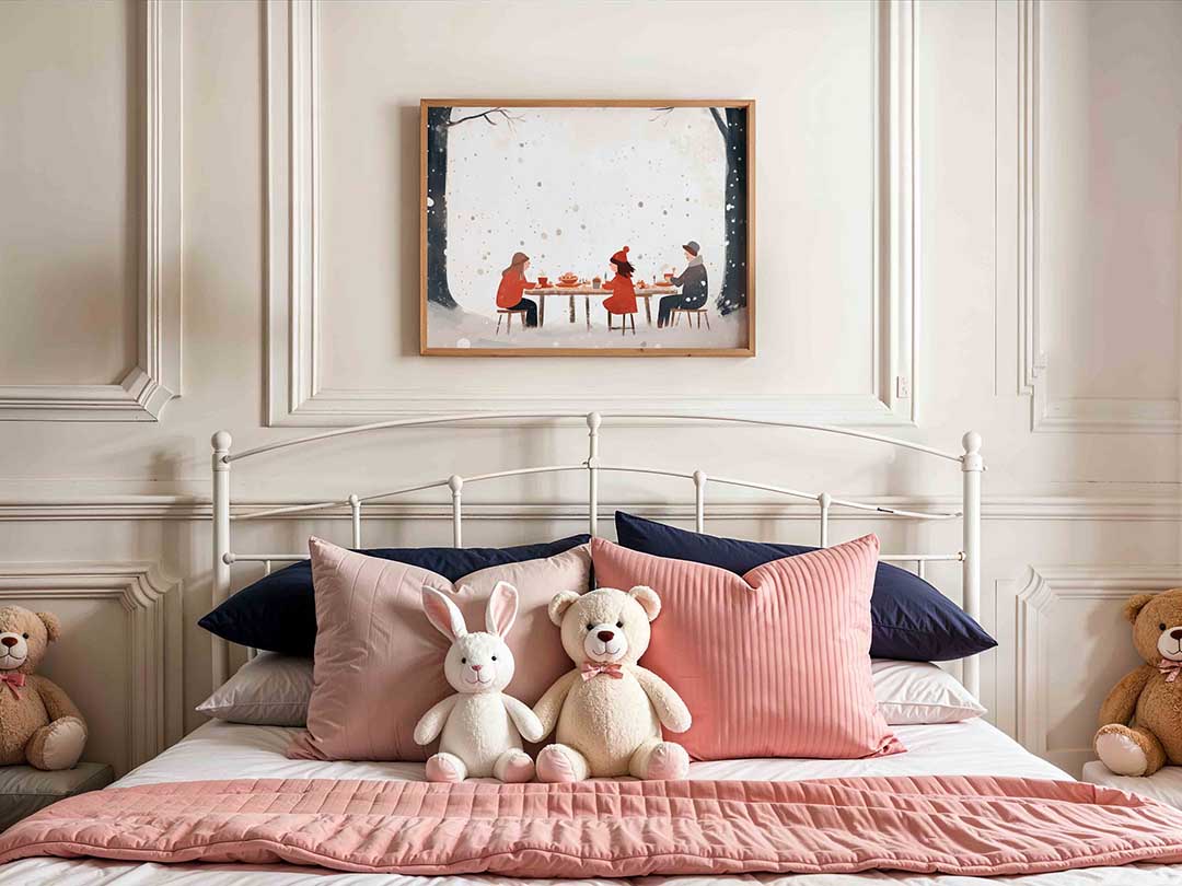 Winter tafereel met drie figuren Poster