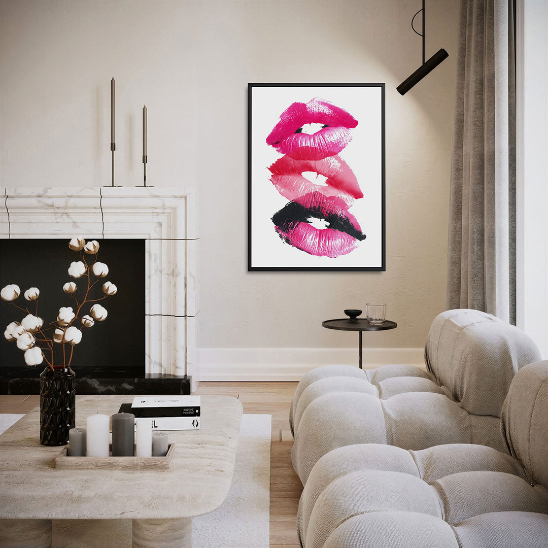 Kleurrijke lippenafdrukken Kunstwerk