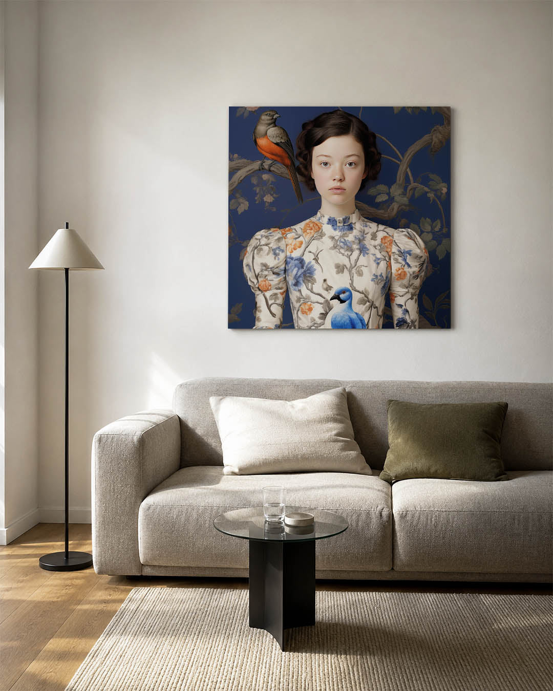 Vogels en bloemen portret Kunstwerk