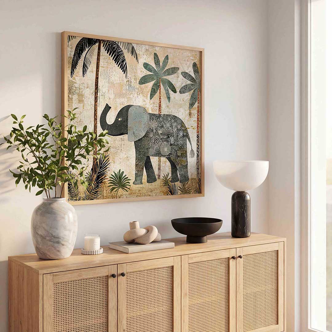 Olifant en palmbomen Poster