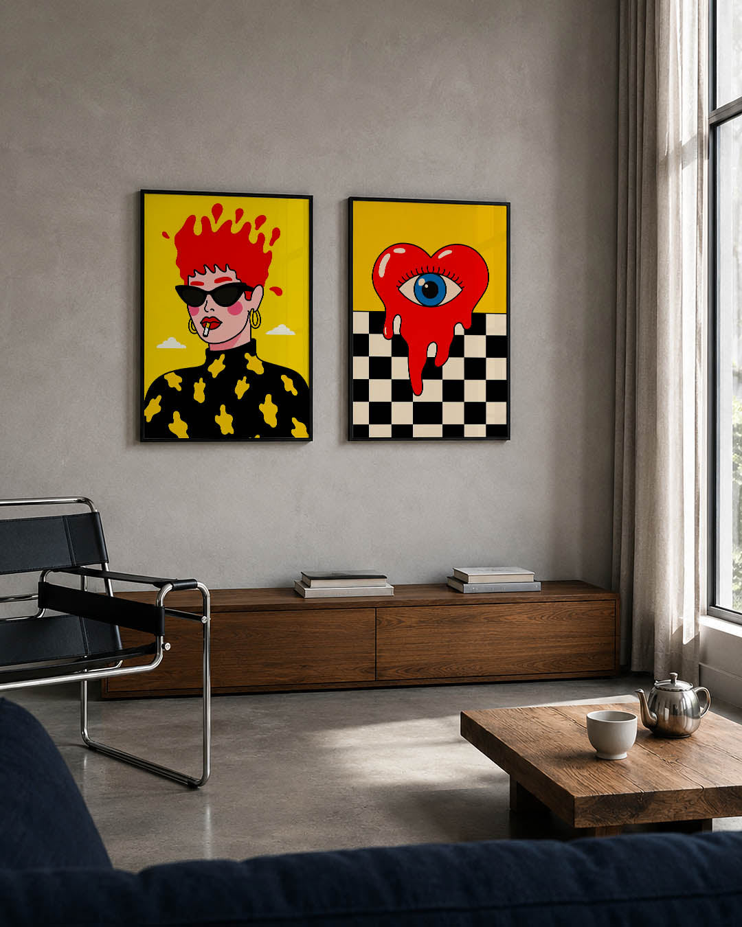Kleurrijke portretuitstraling Posterset