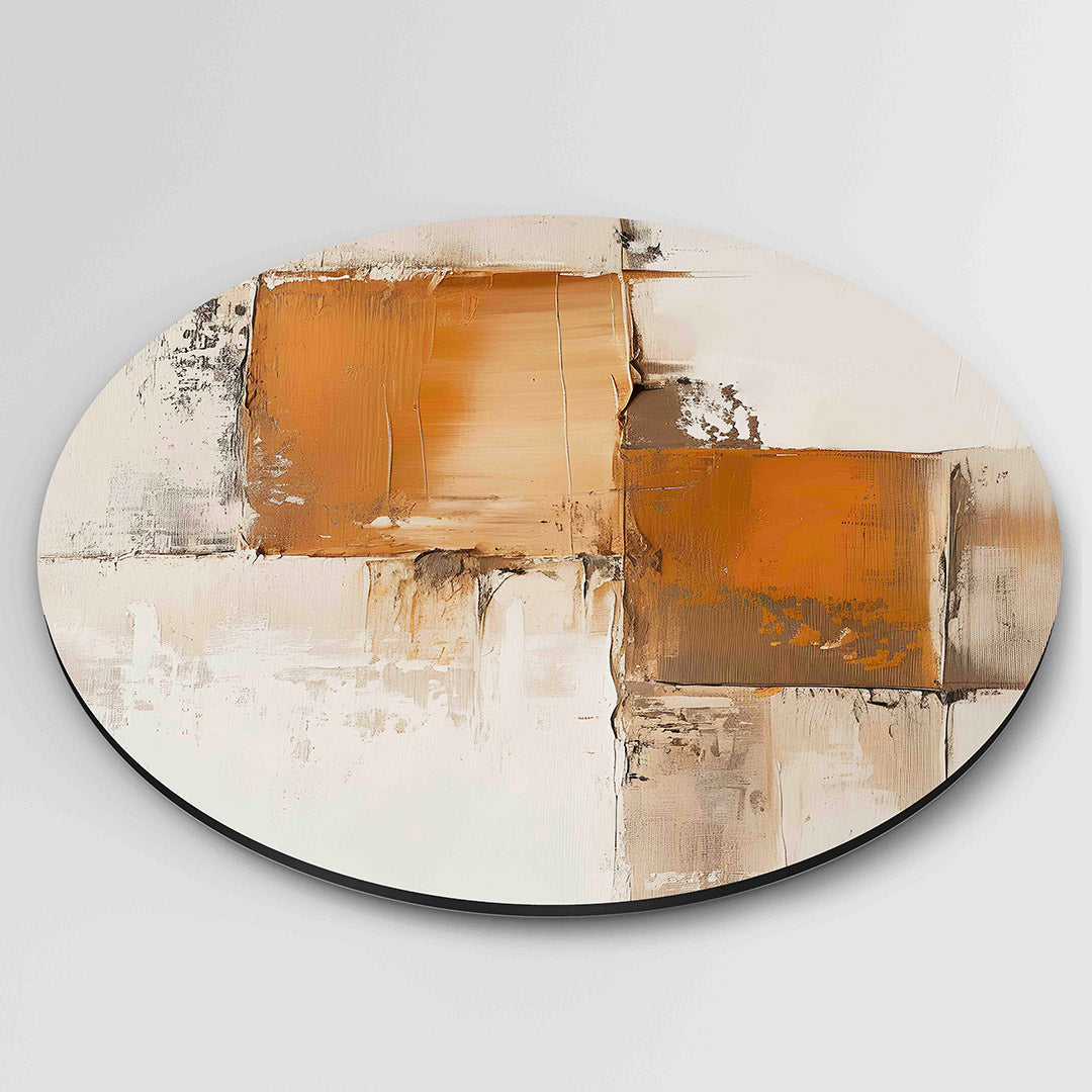 Abstracte beige en oranje Muurcirkel