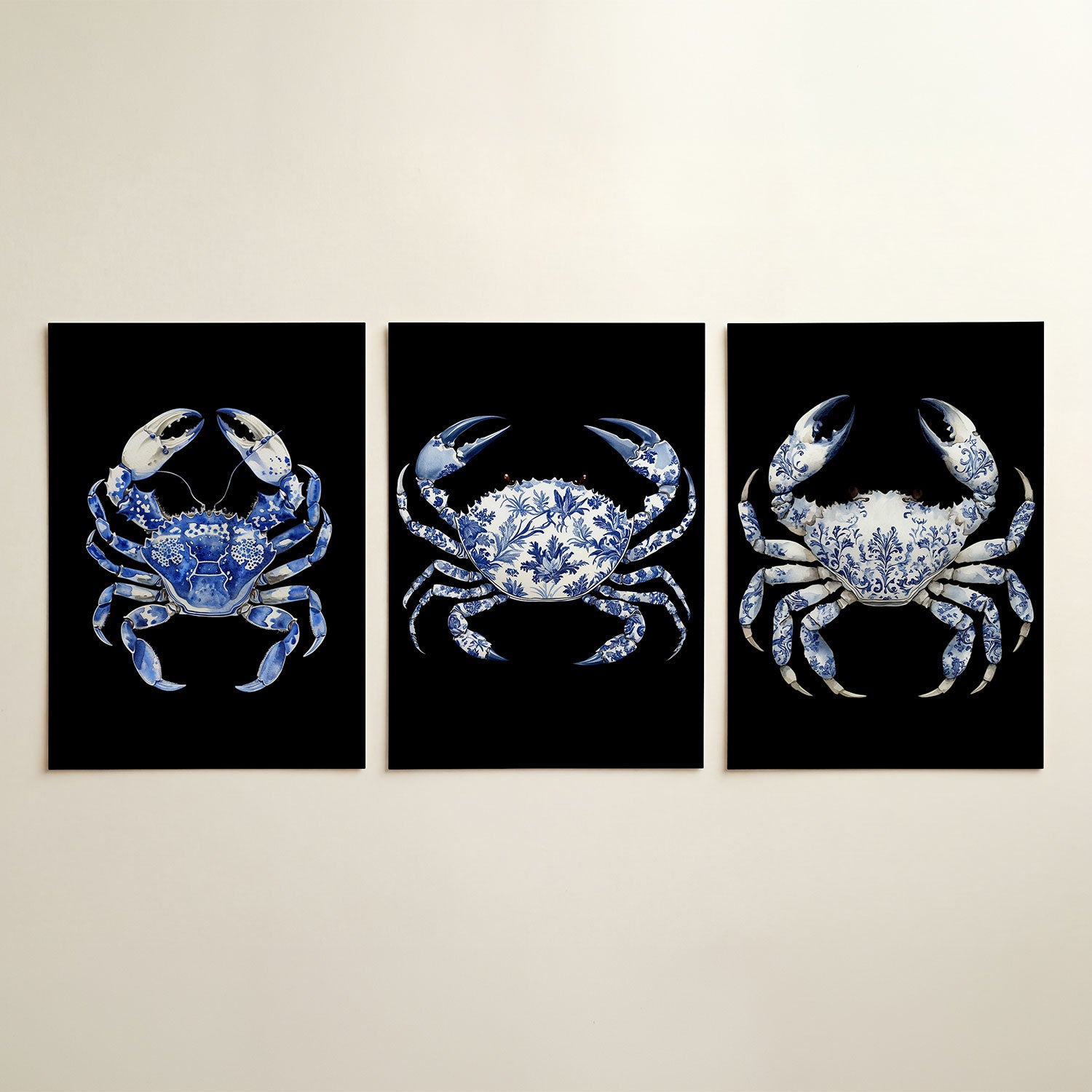 Blauw krabpatroon Posterset