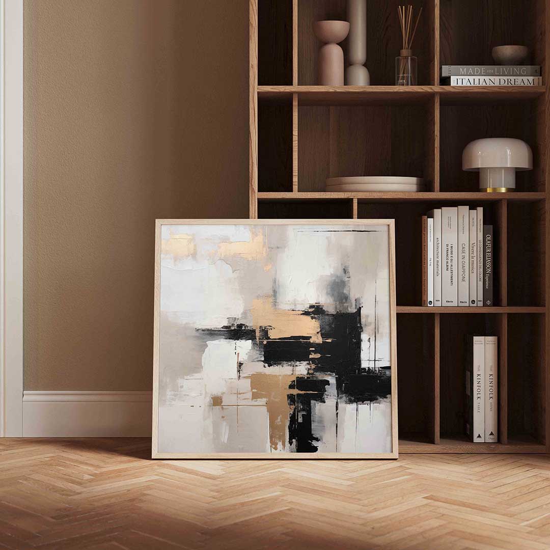 Abstracte beige en zwarte Poster