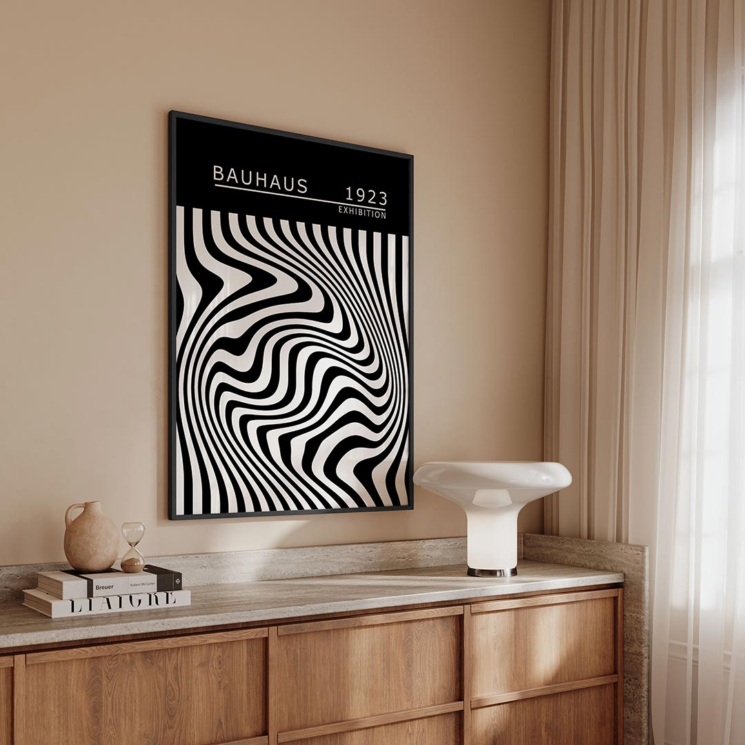 Zwart wit golven Poster