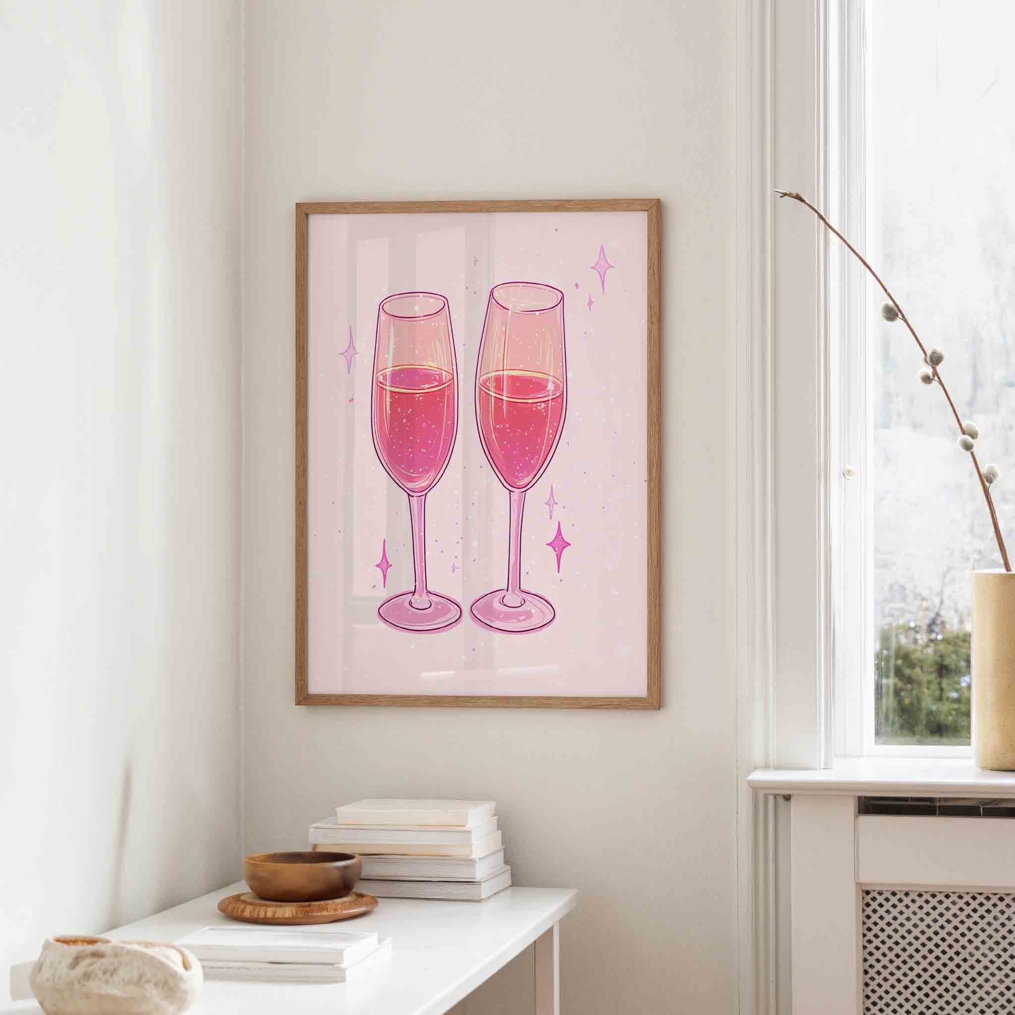 Twee glazen met roze drank Poster
