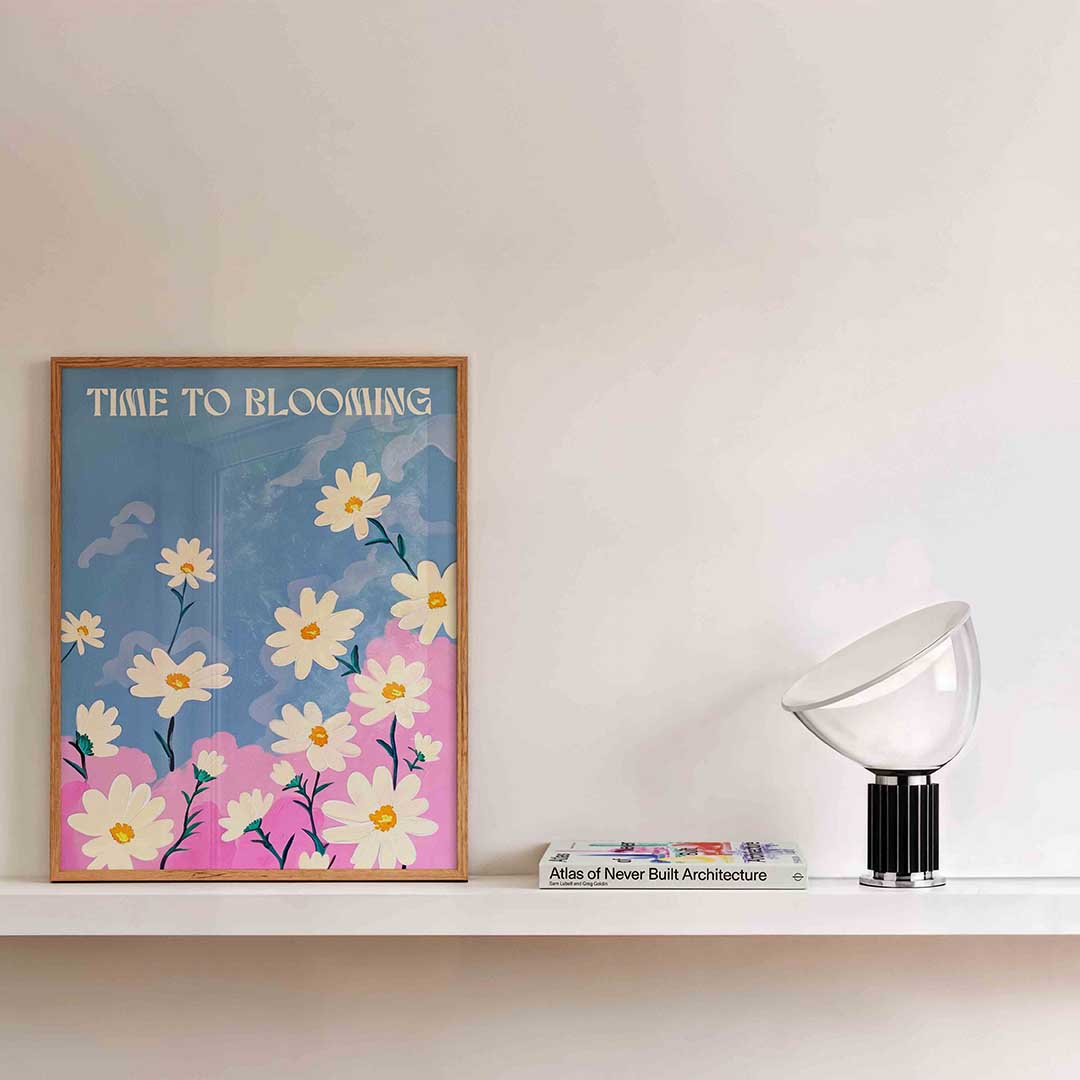Bloemen en wolken Poster
