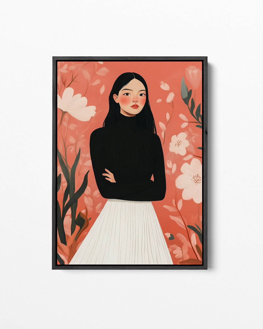 Vrouwelijk portret bloemen Kunstwerk