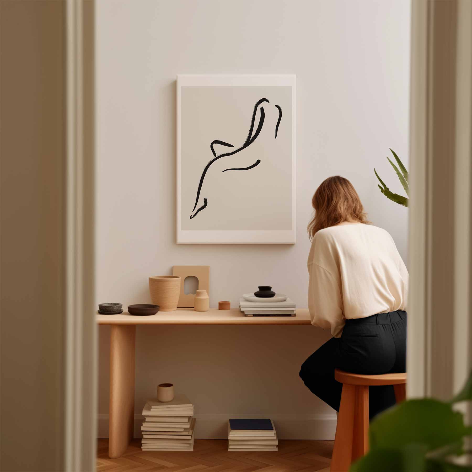 Minimalistische Lijnkunst Kunstwerk-canvas-dibond-plexiglas-wanddecoratie-WallArtistic