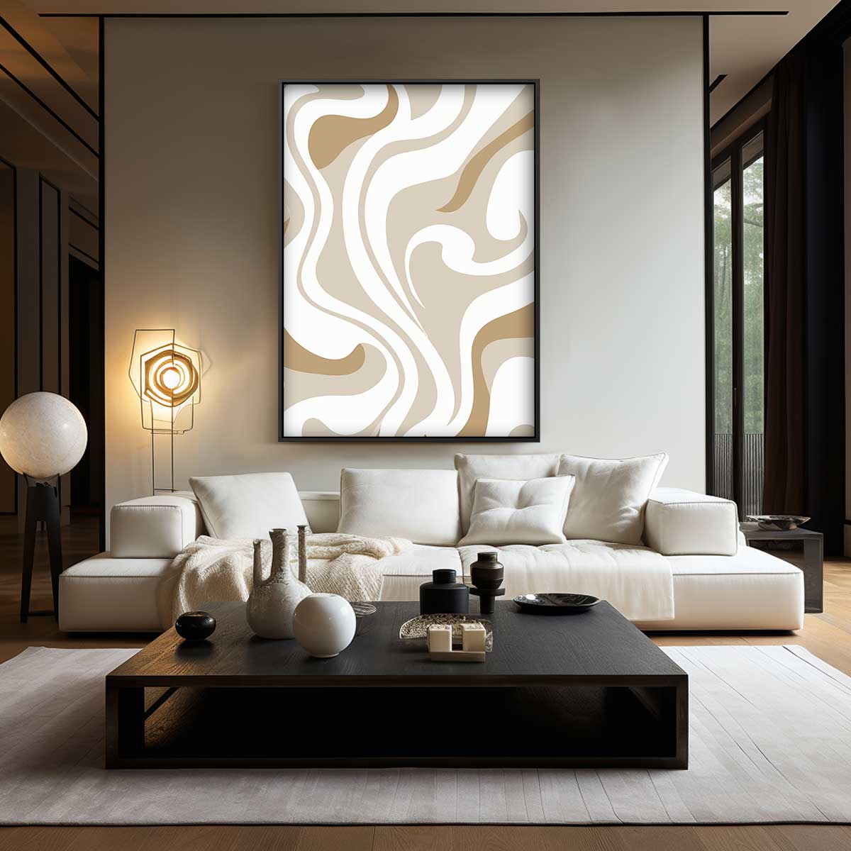 Golvende Aardetinten Wandprint Kunstwerk-canvas-dibond-plexiglas-wanddecoratie-WallArtistic