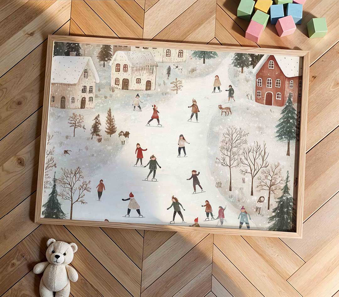 Winterse schaatstaferelen Poster