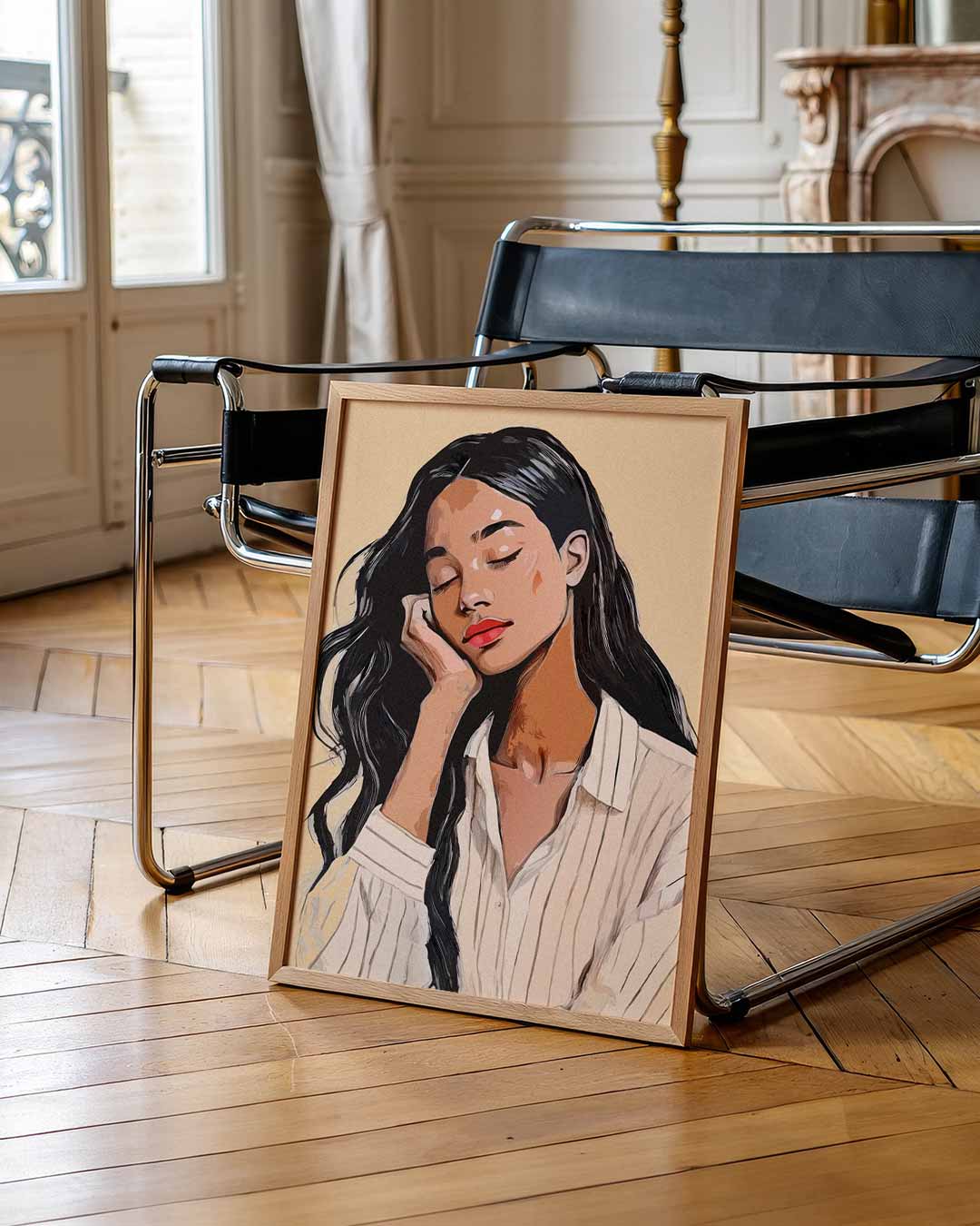Dromerige Vrouw Portret Poster-WallArtistic