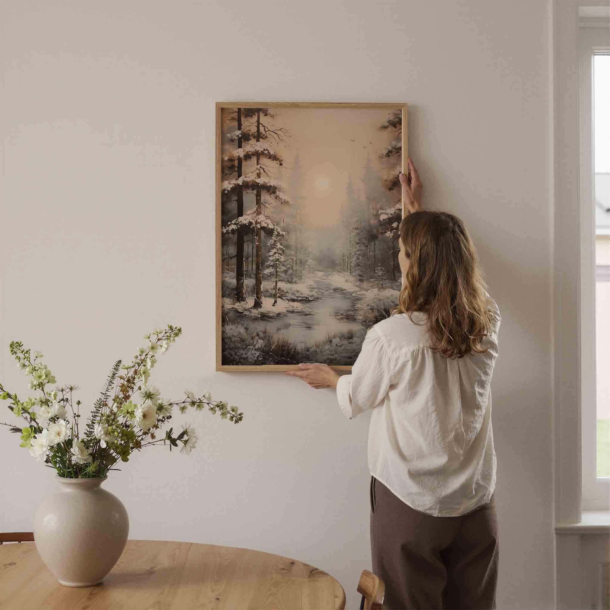 Sneeuwlandschap met bomen Poster