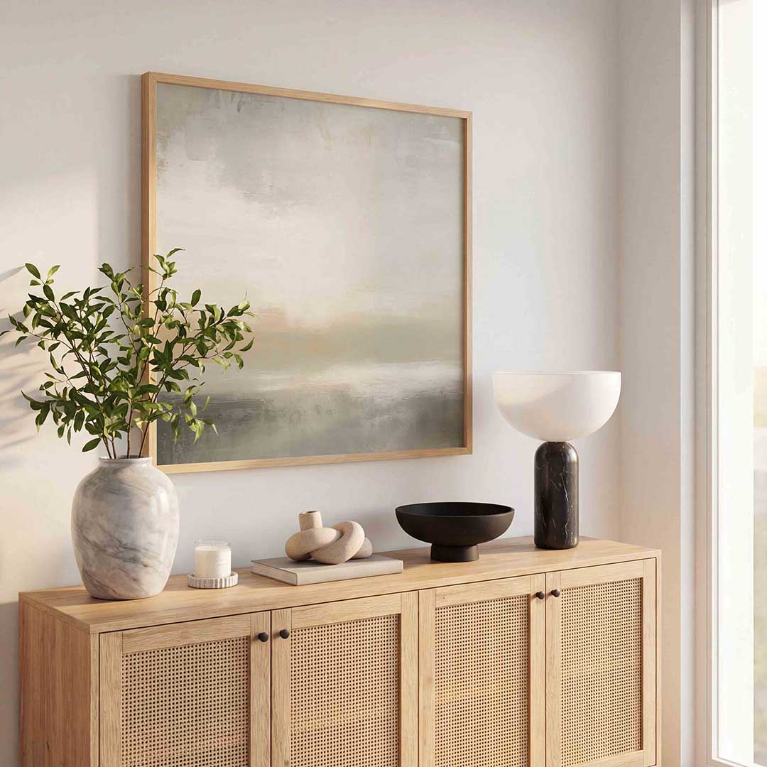 Abstracte beige en grijze Poster