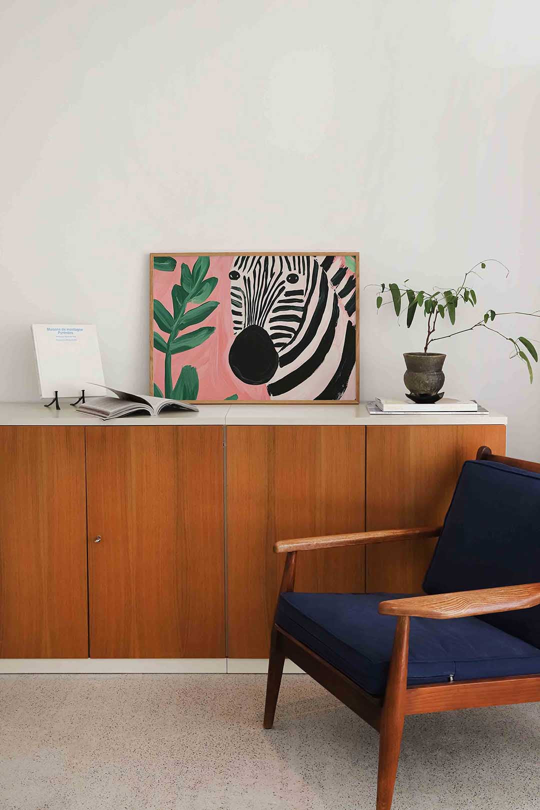 Zebra en bladeren Poster