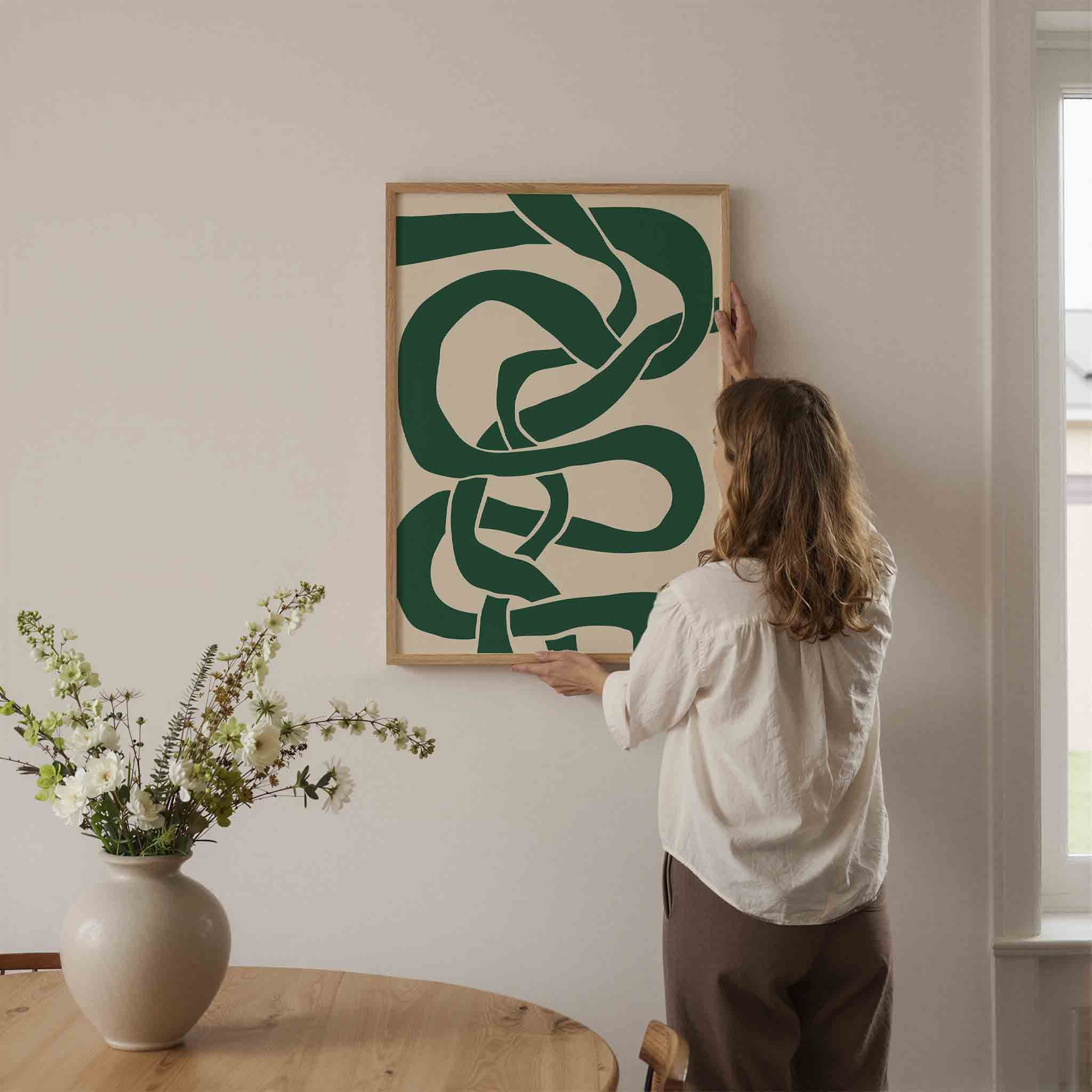 Groene kronkelende vormen Poster