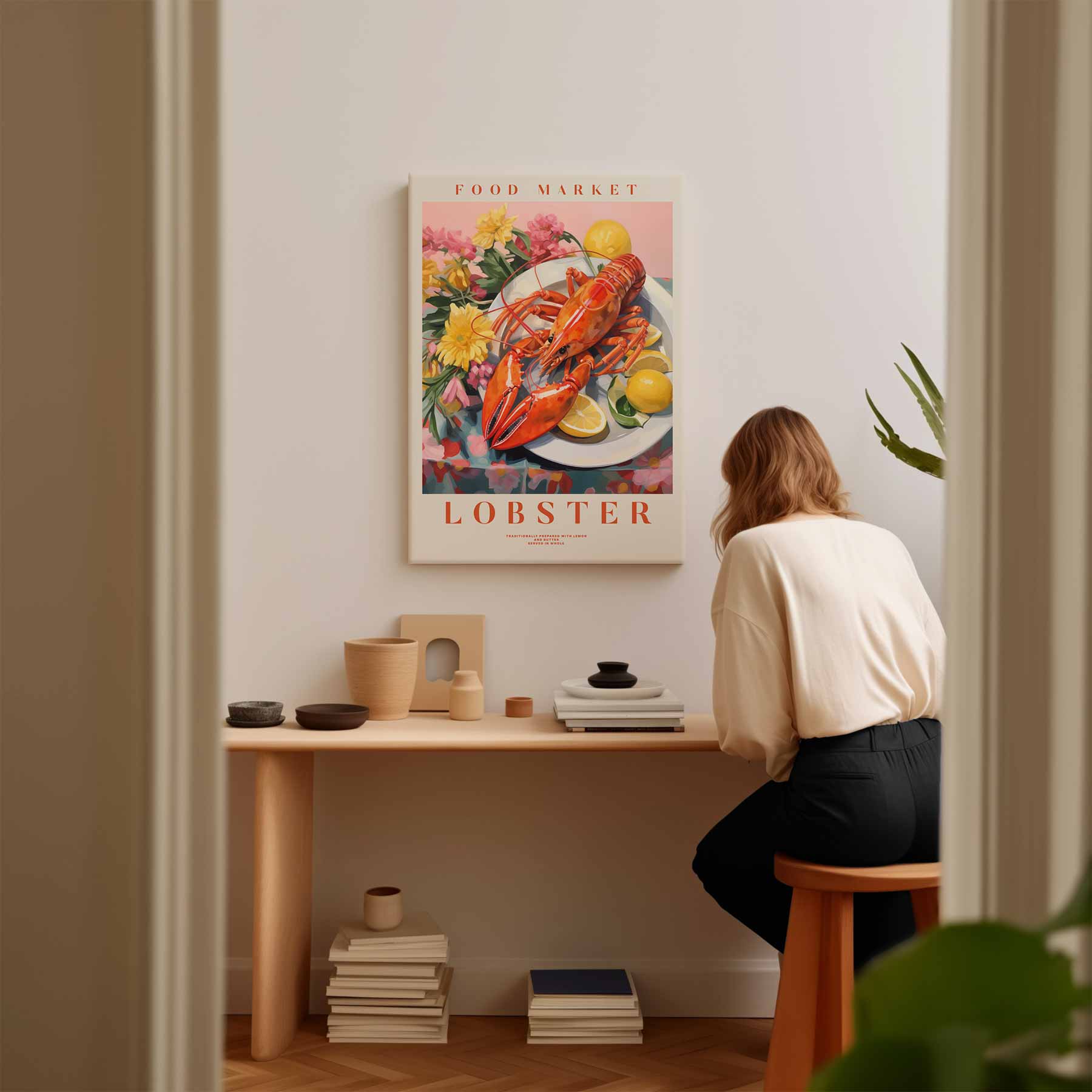 Kleurrijke Kreeft Still Life Kunstwerk-canvas-dibond-plexiglas-wanddecoratie-WallArtistic