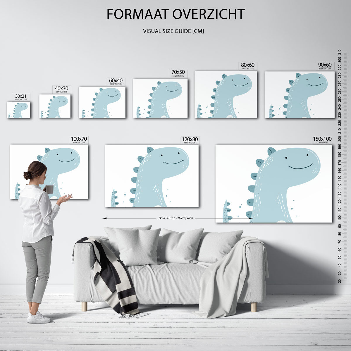 Blauwe dinosaurus Poster