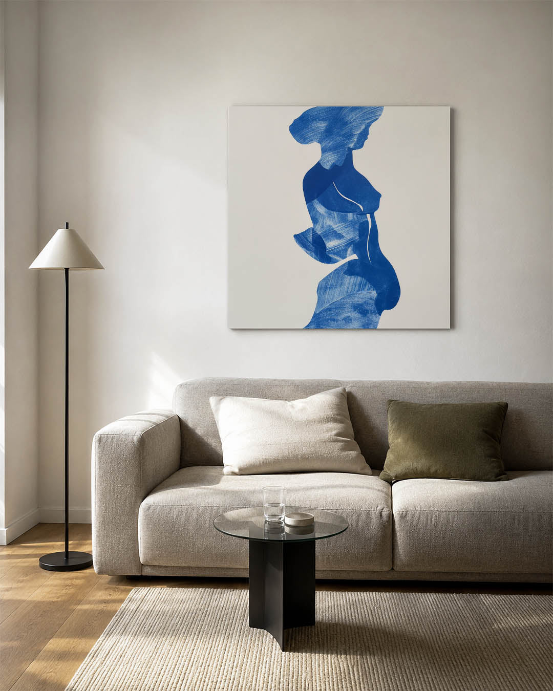 Blauwe silhouet Kunstwerk