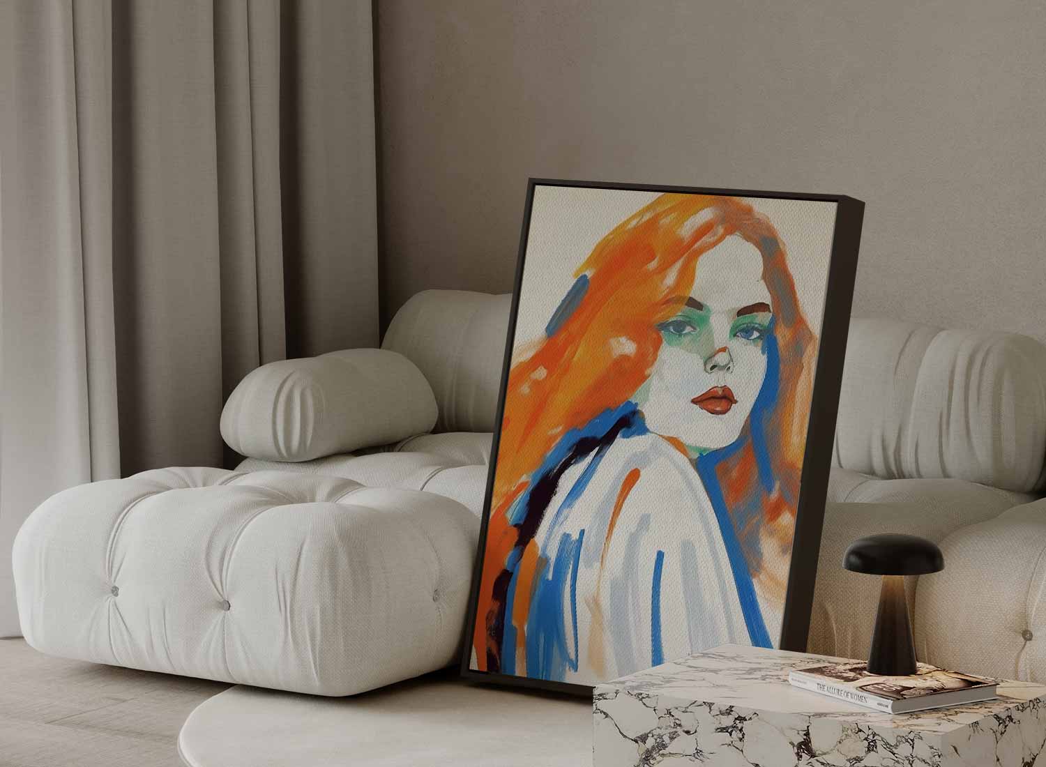 Dromerige Tinten: Vrouw in Kleur Kunstwerk-canvas-dibond-plexiglas-wanddecoratie-WallArtistic
