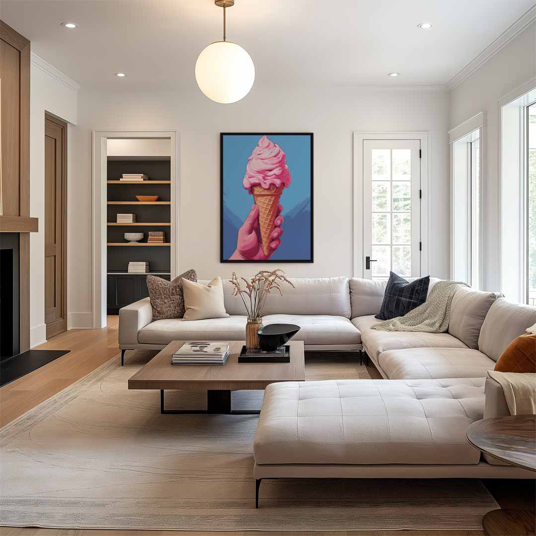 Roze IJshoorntje in de Zon Kunstwerk-canvas-dibond-plexiglas-wanddecoratie-WallArtistic