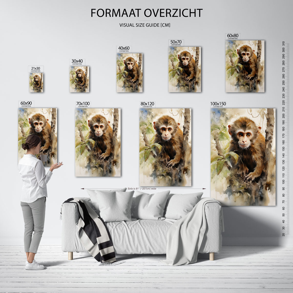 Jonge aap in boom Poster