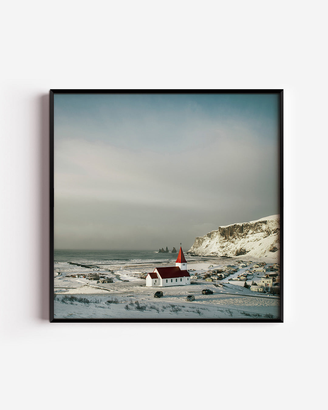 Winterse kerklandschap Poster